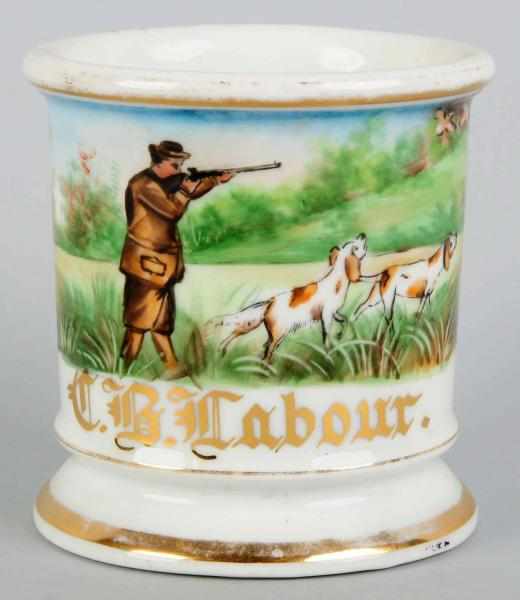 Appraisal: Hunter Shaving Mug Gilt name C B Habur Fantastic image