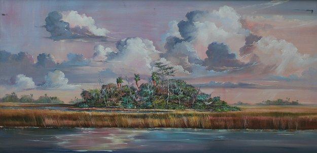 Appraisal: HANCOCK Fran American th C Florida Everglades Landscape OIL Canvas