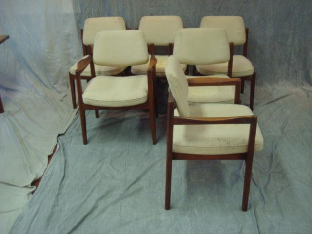 Appraisal: Jens RISOM Set of dining chairs Two arm and side