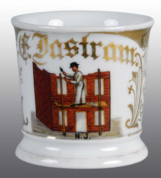 Appraisal: Occupational Shaving Barber Mug of NJ Bricklayer Description Polychrome paint