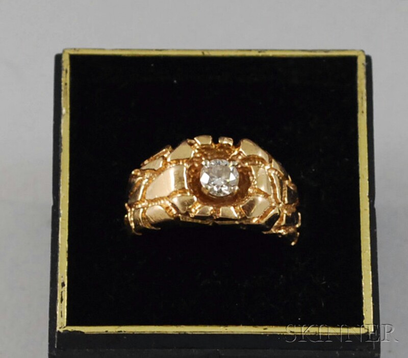 Appraisal: kt Gold and Diamond Gentleman's Ring total dwt size