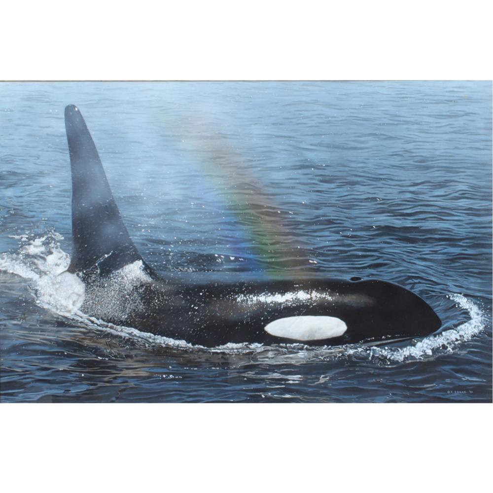 Appraisal: TERRY ISAAC AMERICAN - ORCA WHALE WITH RAINBOW OIL ON