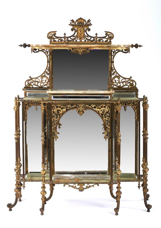 Appraisal: VICTORIAN BRASS MARBLE AND GLASS FOYER STAND th century super-structure