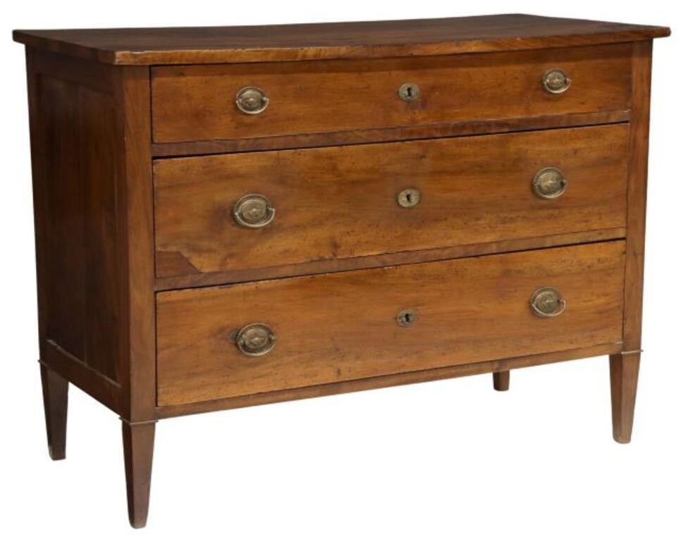 Appraisal: Louis XVI period walnut commode th c having three drawers