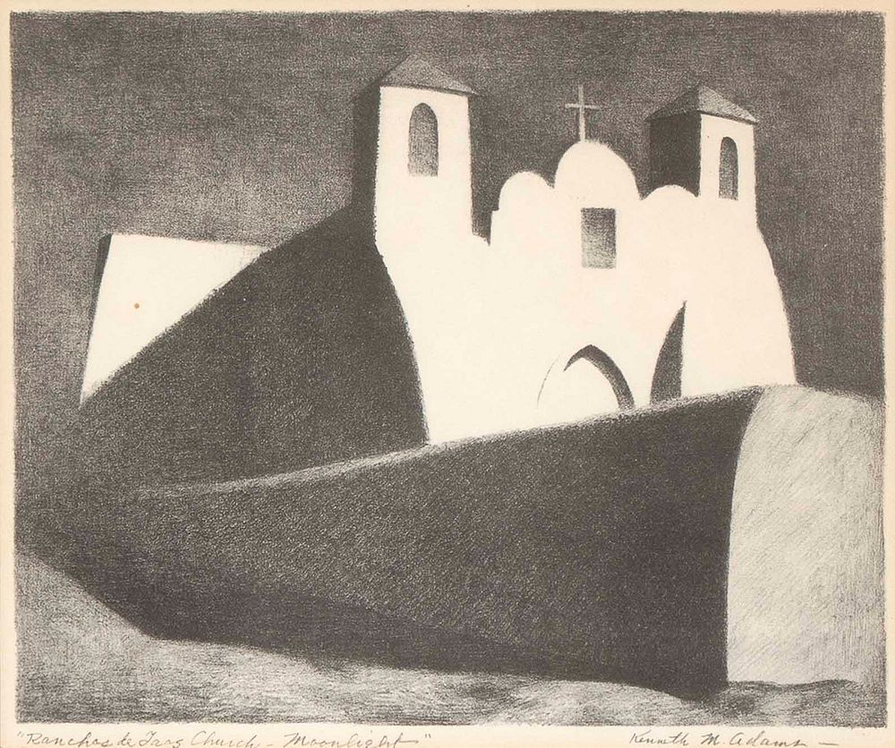 Appraisal: Kenneth Adams Ranchos de Taos Church - Moonlight ca Kenneth