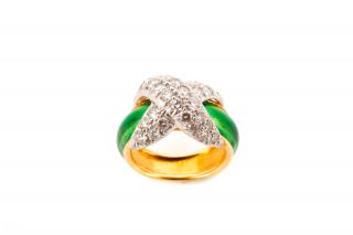 Appraisal: Pave X Enamel Diamond Ring After Tiffany Co After Tiffany