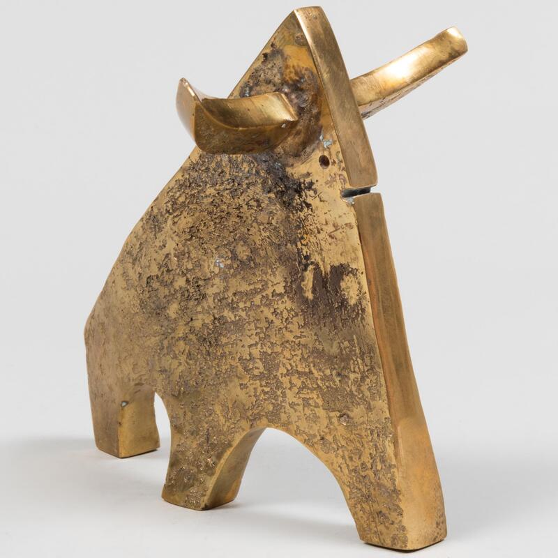 Appraisal: th Century School Cubist Bull Brass unmarked x x in