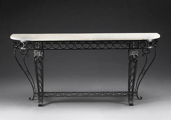 Appraisal: A Louis XV style painted iron t le and marble