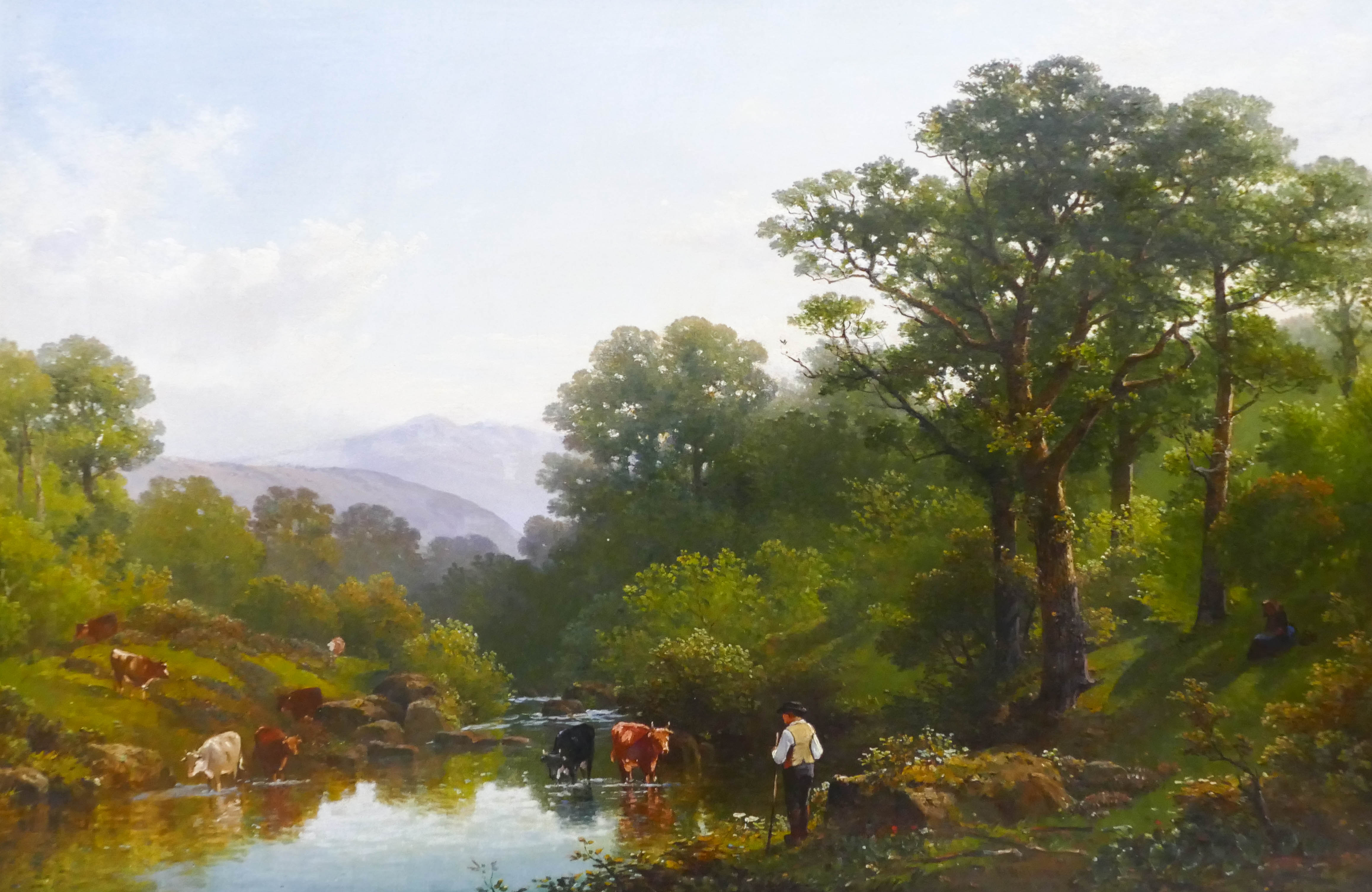 Appraisal: William Williams - British ''Cattle Watering Scene'' Oil on Canvas