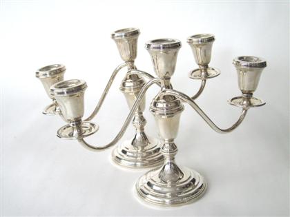 Appraisal: Pair sterling silver low candelabra th century