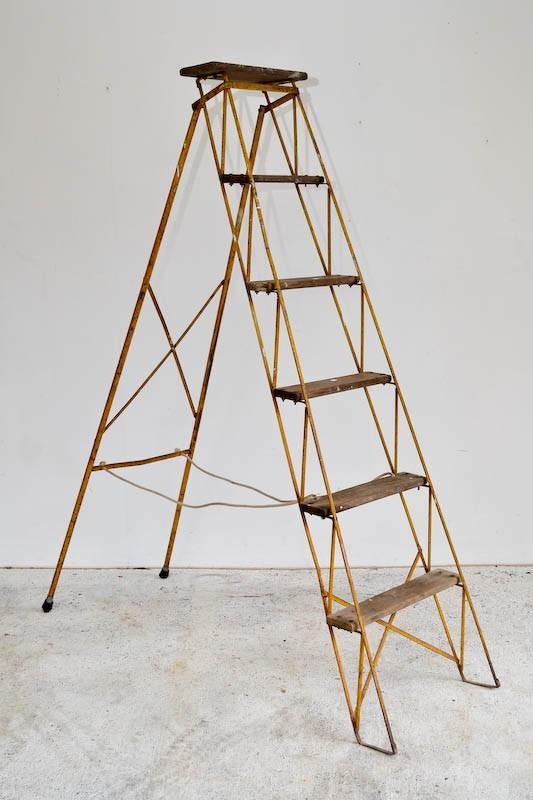 Appraisal: A MID CENTURY RUSTIC PAINTED A FRAME LADDER A MID