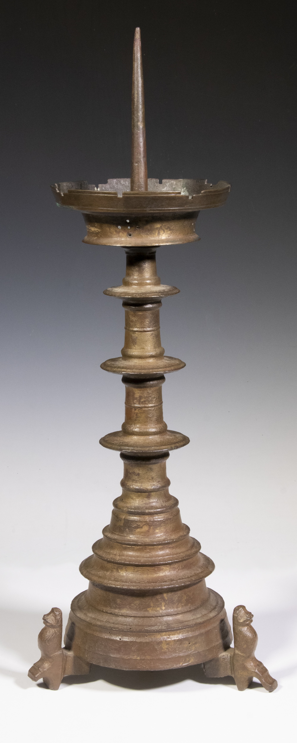 Appraisal: TH- TH C BRONZE PRICKET CANDLESTICK Early German or Flemish