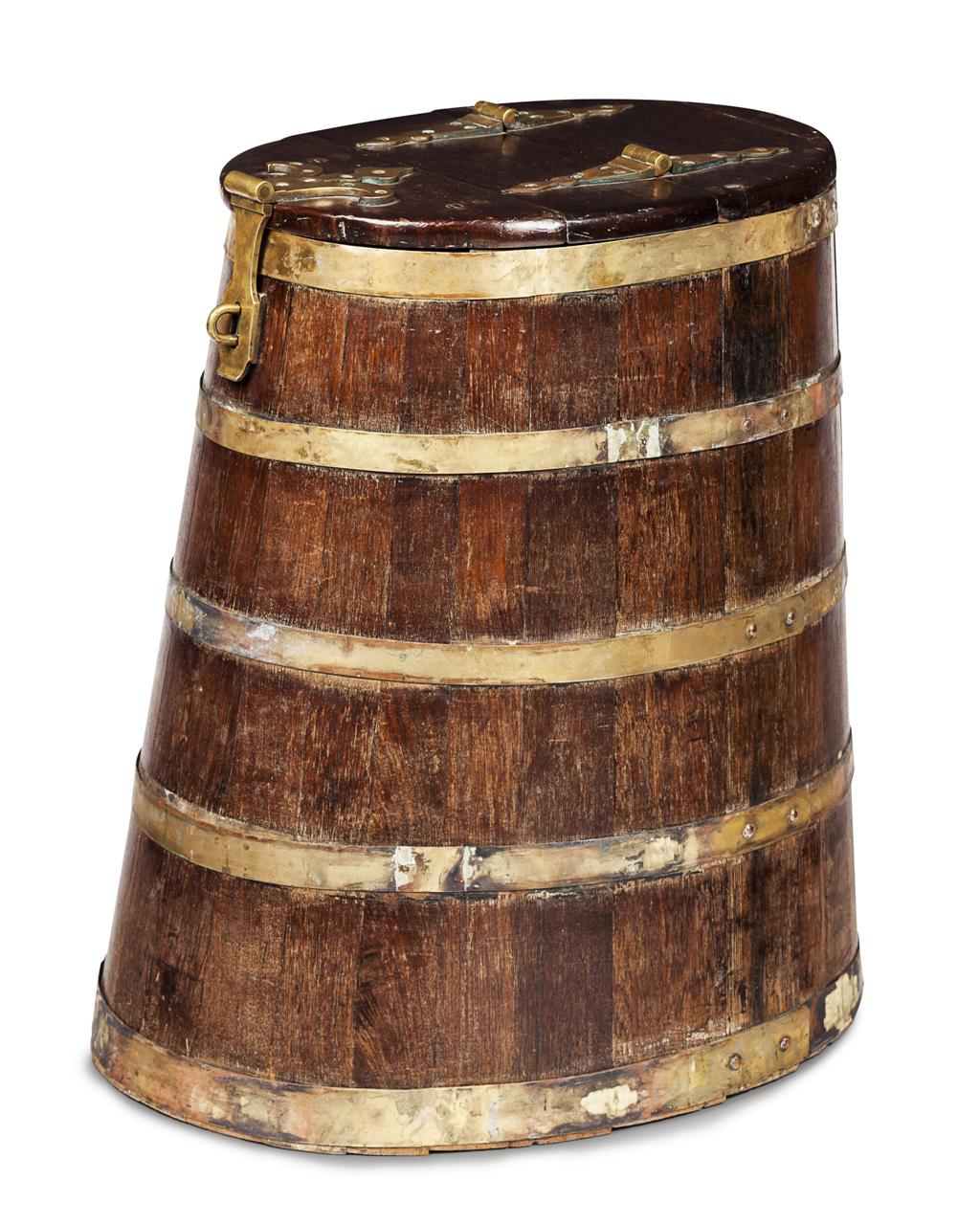 Appraisal: EARLY VICTORIAN OAK AND BRASS BOUND RUM BARREL EARLY TH