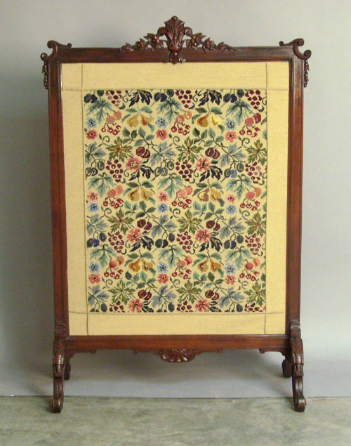 Appraisal: Victorian needlepoint firescreen x