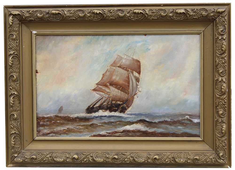 Appraisal: American School Painting of Clipper Ships American School Painting of