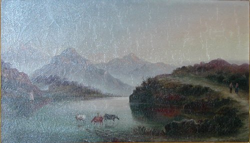 Appraisal: Artist Spencer W Title Lake Landscape Wheat Landscape Medium oil