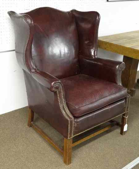 Appraisal: th c Chippendale style wing chair '' Seat Ht ''