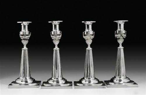 Appraisal: SERIES OF CANDLESTICKS Augsburg Maker's mark Jeremias Balthasar Heckenauer Fluted