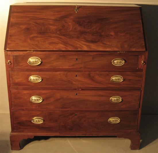 Appraisal: George III mahogany bureau the interior with drawers pigeon holes