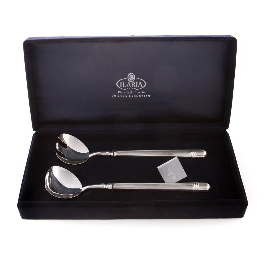 Appraisal: New sterling -pc salad set Ilaria Peru Peruvian sterling silver