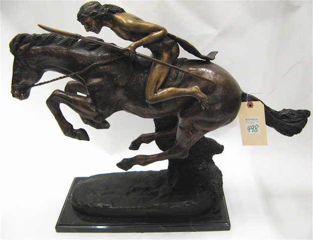 Appraisal: AFTER FREDERIC SACKRIDER REMINGTON American - Cheyenne patinated bronze sculpture