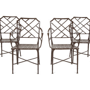 Appraisal: A Set of Eight Cast and Brown-Painted Aluminum Armchairs th