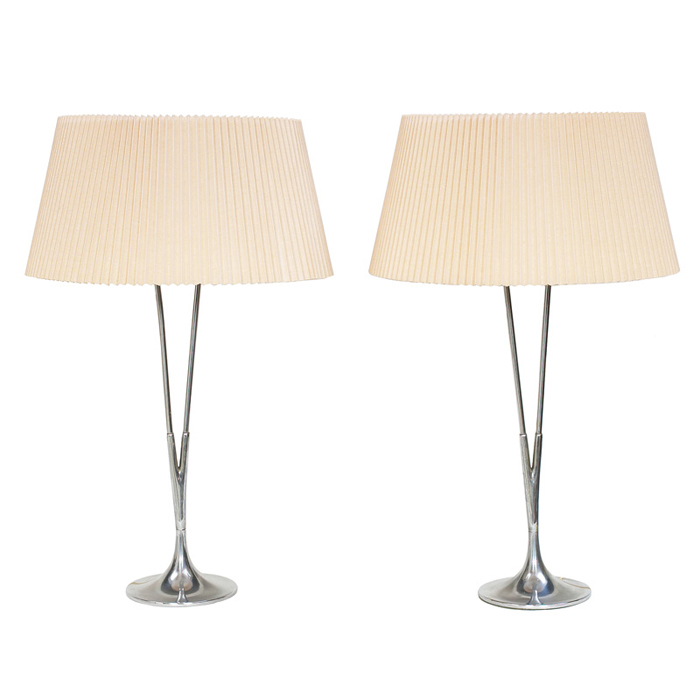 Appraisal: Laurel table lamps pair USA chromed metal bases with branching