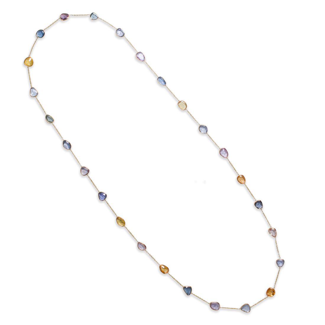 Appraisal: A FANCY COLORED SAPPHIRE AND EIGHTEEN KARAT GOLD NECKLACE A