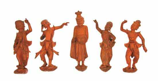 Appraisal: A Group of Ten Southeast Asian Carved Wood Figures the