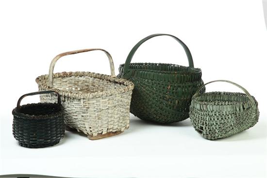 Appraisal: FOUR PAINTED BASKETS American late th-early th century splint All