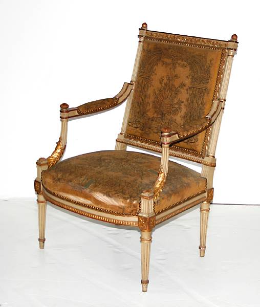 Appraisal: A pair of Louis XVI style painted and parcel gilt