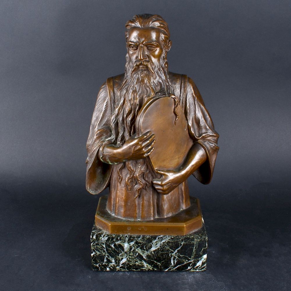 Appraisal: Bronze Sculpture E Schick Praha th C Bronze Sculpture Moses