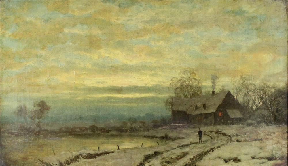 Appraisal: CONTINENTAL SCHOOL TH TH CENTURY WINTER LANDSCAPE Oil on canvas