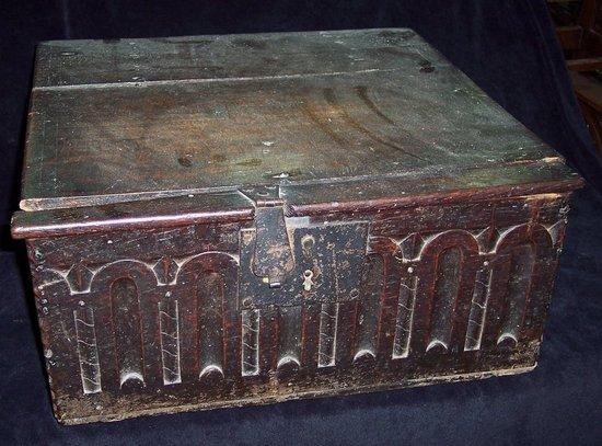 Appraisal: A late th Century oak bible box carved a surround