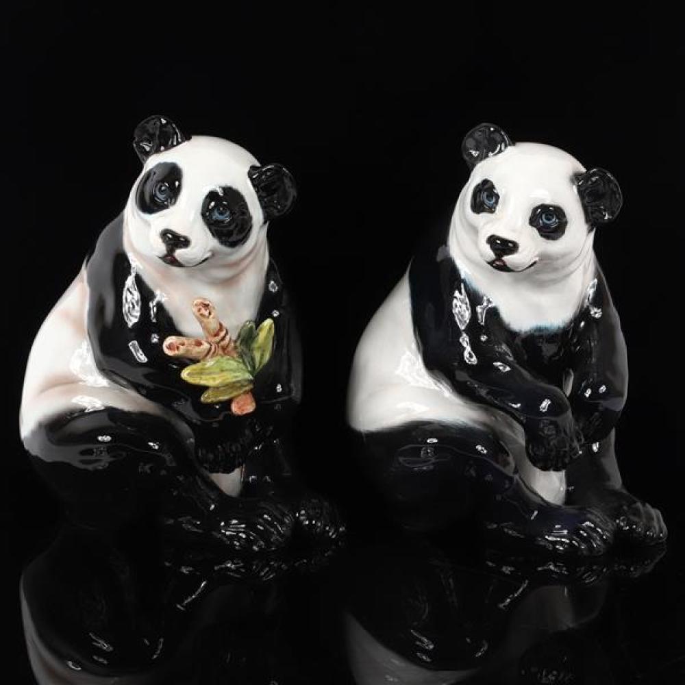 Appraisal: ITALIAN CAPODIMONTE HAND PAINTED PAIR OF CERAMIC PANDA ANIMAL FIGURES