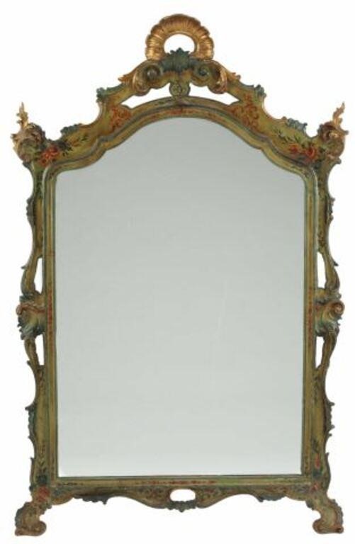 Appraisal: Italianate parcel gilt and polychrome painted wood mirror restoration to