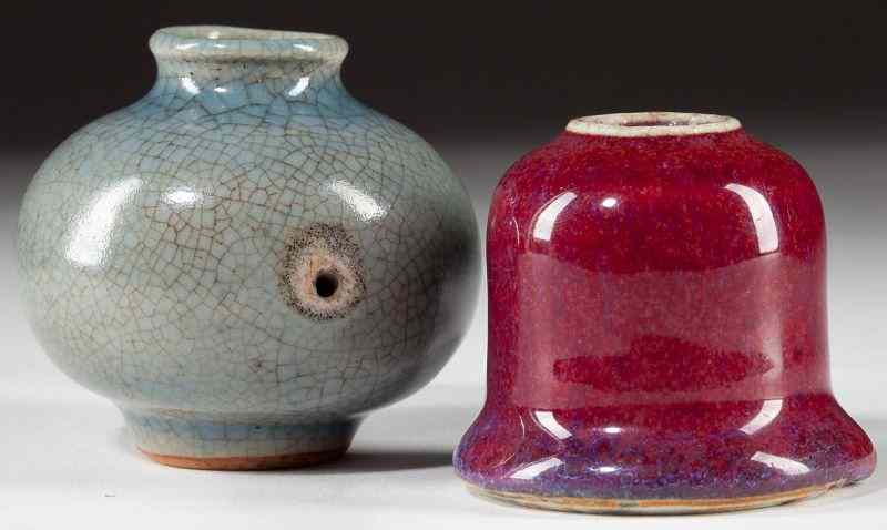 Appraisal: Two Asian Scholar's Articlesthe first a flambe glazed water pot