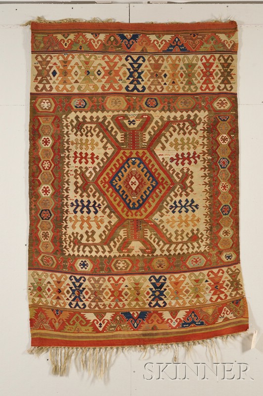 Appraisal: Central Anatolian Kelim second half th century small rewoven spots