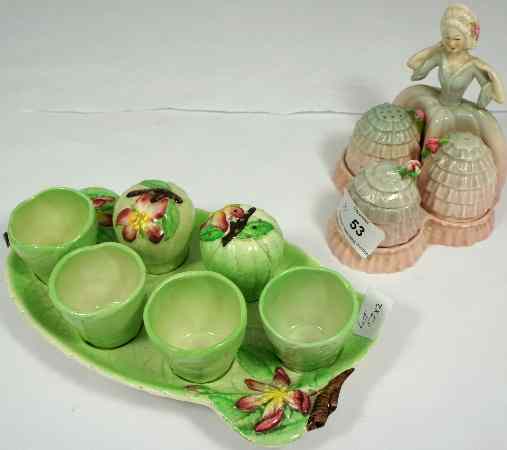 Appraisal: Carlton Ware Crinoline Lady Cruet Set and Carltonware Leaf Cruet