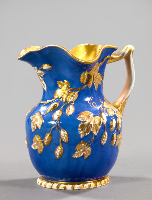 Appraisal: Large Bohemian Richly Gilded Periwinkle Blue-Ground Porcelain Toilette Jug third