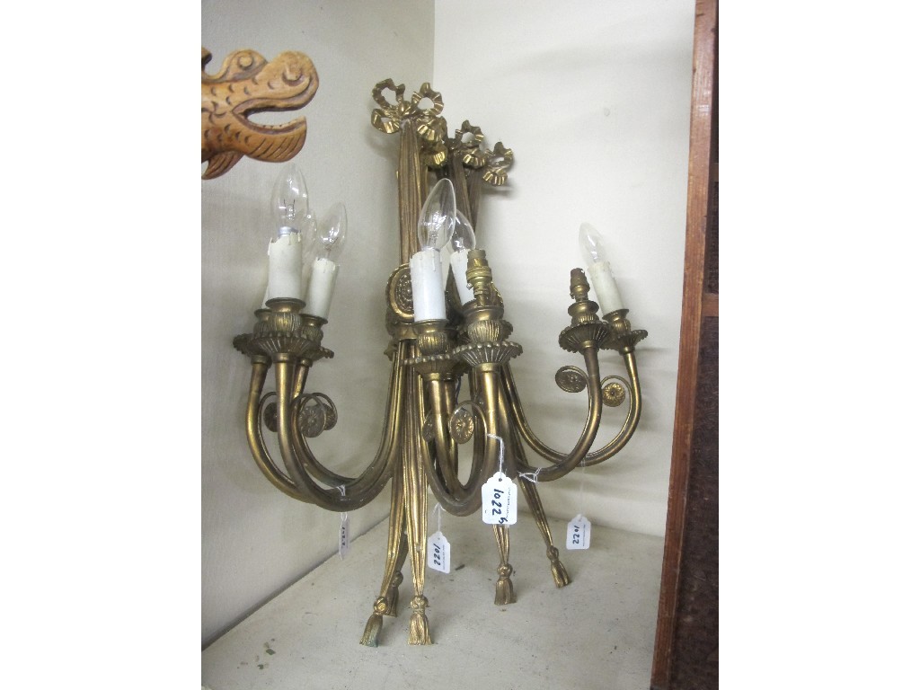 Appraisal: Five ornate wall mounting candle sconces