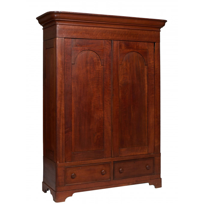 Appraisal: American Carved Walnut Armoire th c the stepped ogee crown