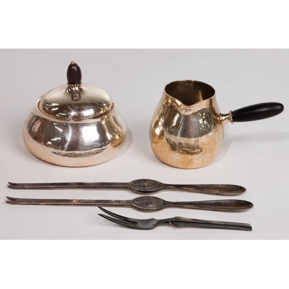 Appraisal: GEORG JENSEN STERLING SILVER HOLLOWWARE AND FLATWARE items including a