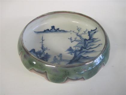 Appraisal: Chinese blue and white and flambe glazed bowlqing dynasty