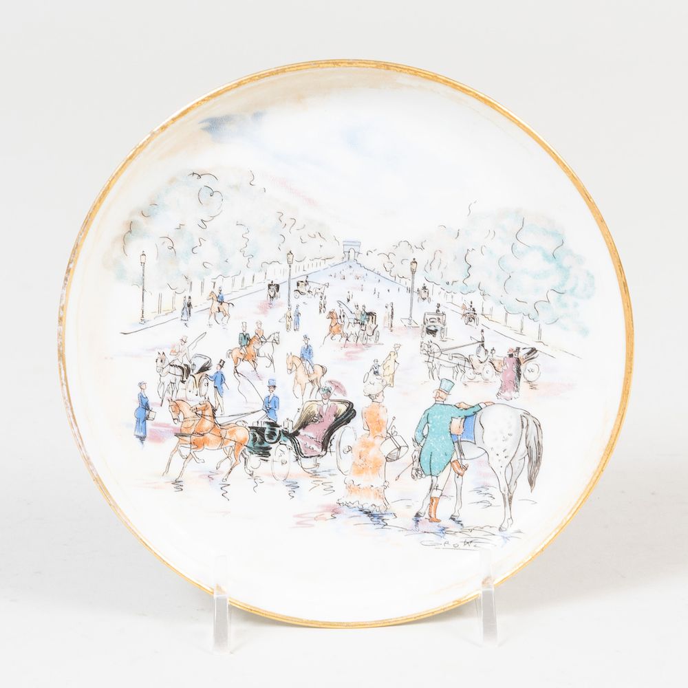 Appraisal: Small Limoges Porcelain Transfer Printed Suacer Depicting a Parisian Scene