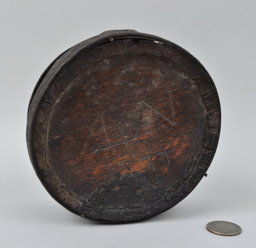 Appraisal: Revolutionary War Era Canteen inscribed AN high diameter With shellac