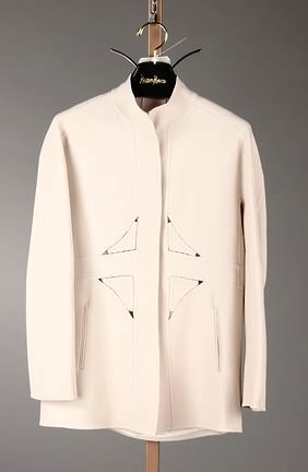 Appraisal: CHADO long creme jacket with signature stitching and cut-outs with