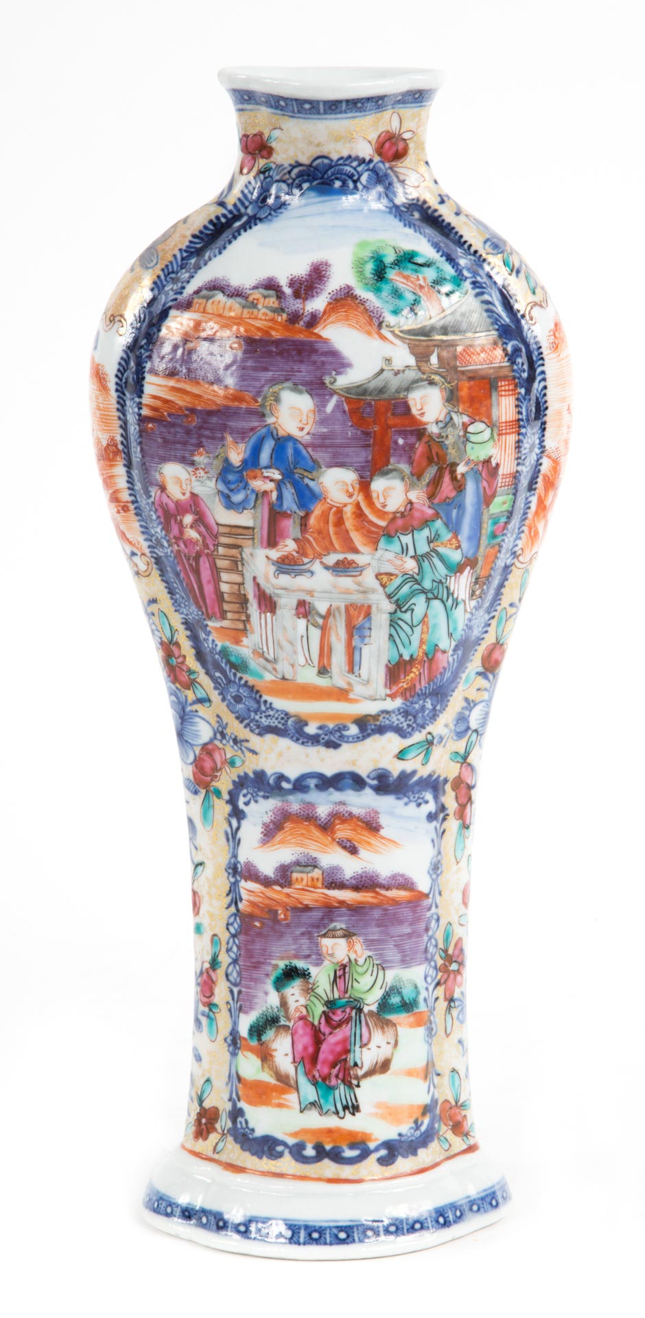 Appraisal: Chinese Export Mandarin palette vase circa porcelain garniture vase with