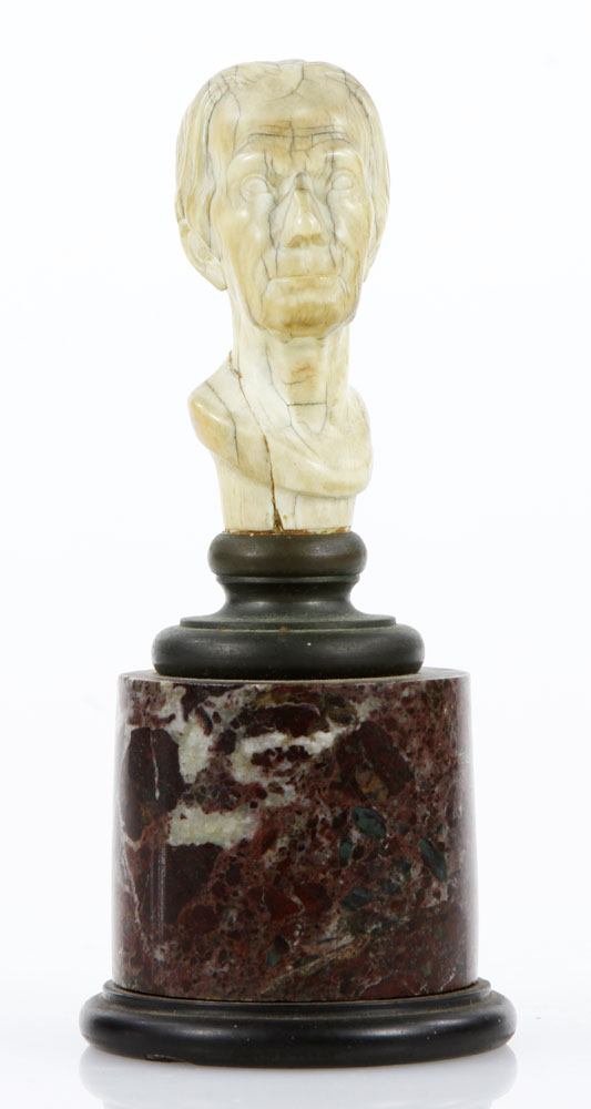 Appraisal: - Ivory Bust of Henry Clay on Marble Stand Ivory