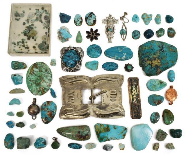 Appraisal: lot Native American and other silver jewelry and loose turquoise